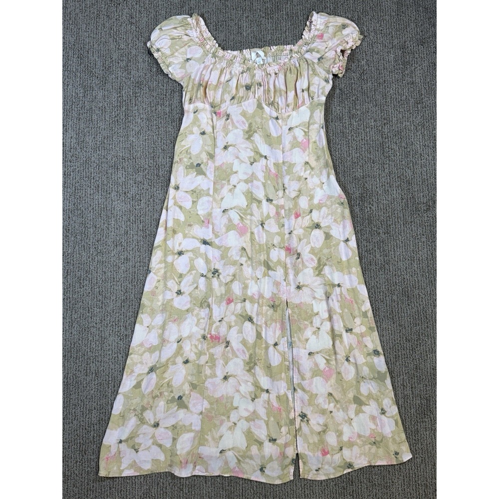 H & M Women M Babydoll Maxi Dress Empire Waist Romantic Floral Fairy Cottagecore